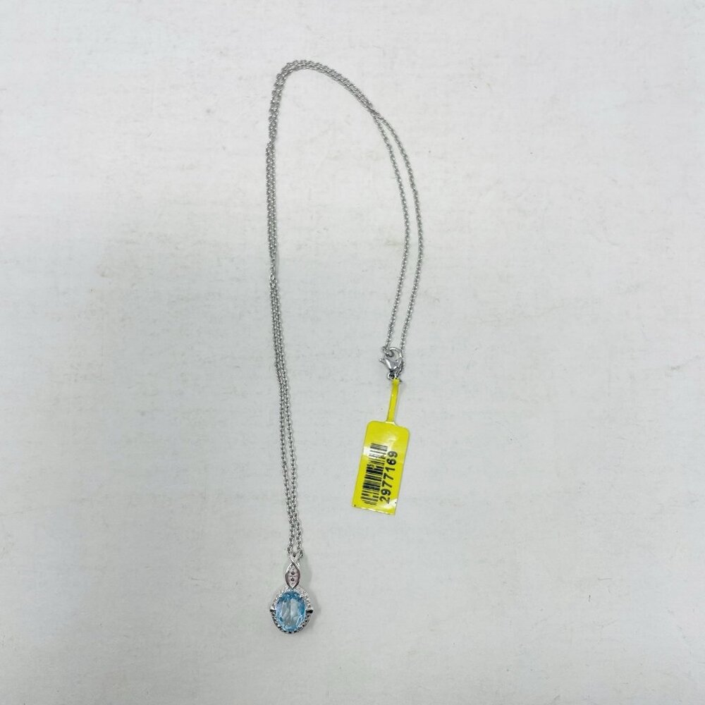Sky Blue Topaz Platinum Over Sterling Silver Pendant With Chain 20in 5111